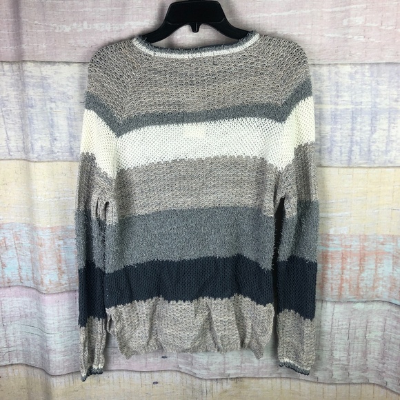 CENY Striped Pullover Crewneck Sweater in Oatmeal - Picture 6 of 6